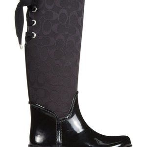 Authentic Coach Tristee Signature Lace Up Rain Boots Size 9b